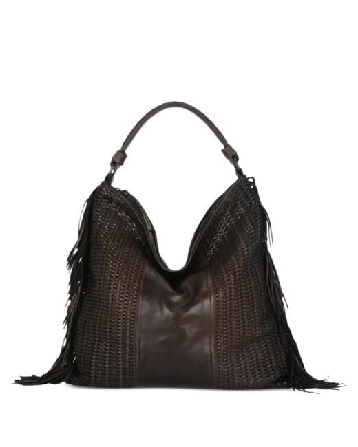 Reptile's House Black Vasia Braided Fringe-Detail Tote Bag