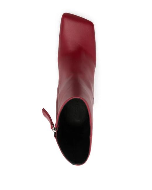 Vic Matié Red Smooth Leather Ankle Boots