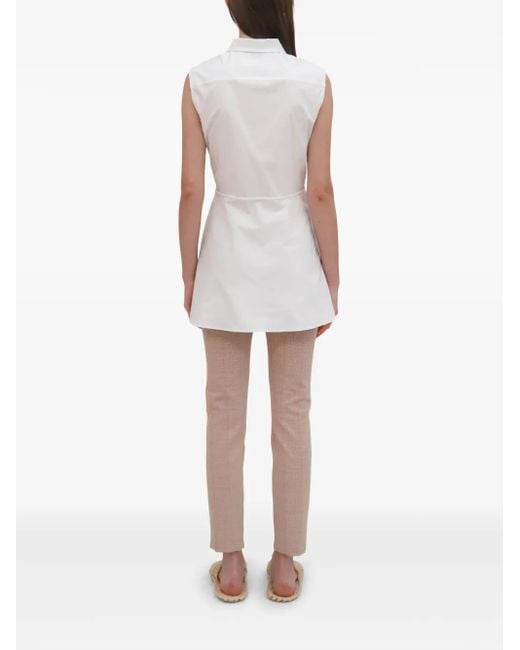 Chemise Nouée Devant À Design Sans Manches Rosetta Getty en coloris White