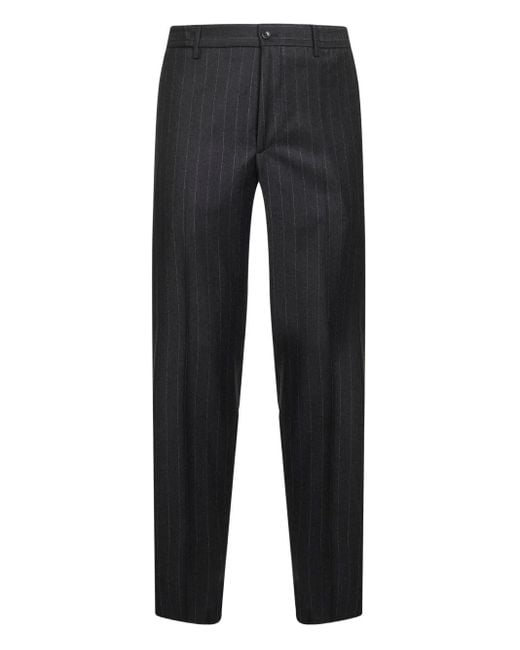Tagliatore Black Pinstripe Welt-Pockets Trousers for men