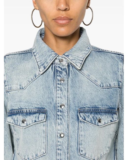 FRAME Blue Denim Long-sleeve Shirt - Women's - Recycled Cotton/cotton