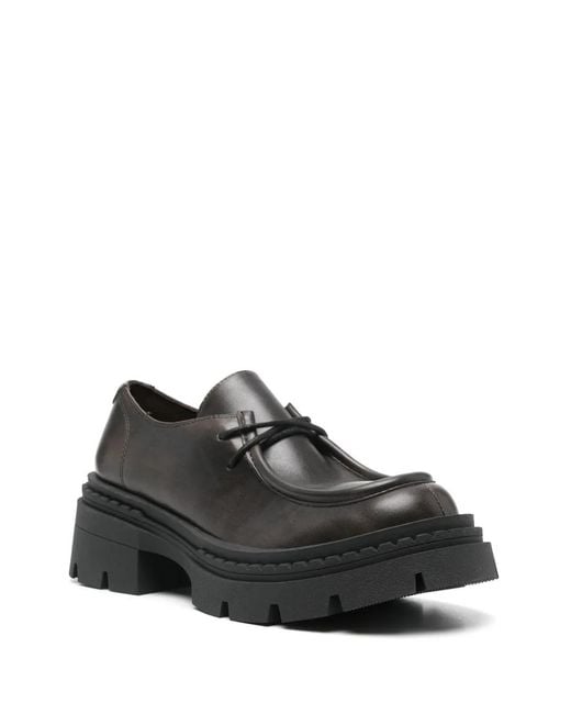 Twinset Black Leather Moc-Toe Lace-Up Brogues