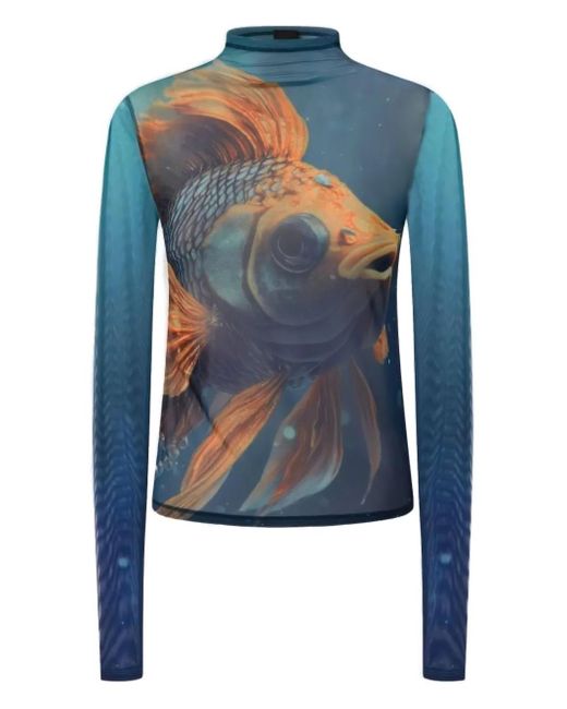 Haut En Résille À Imprimé Graphique Pinko en coloris Blue