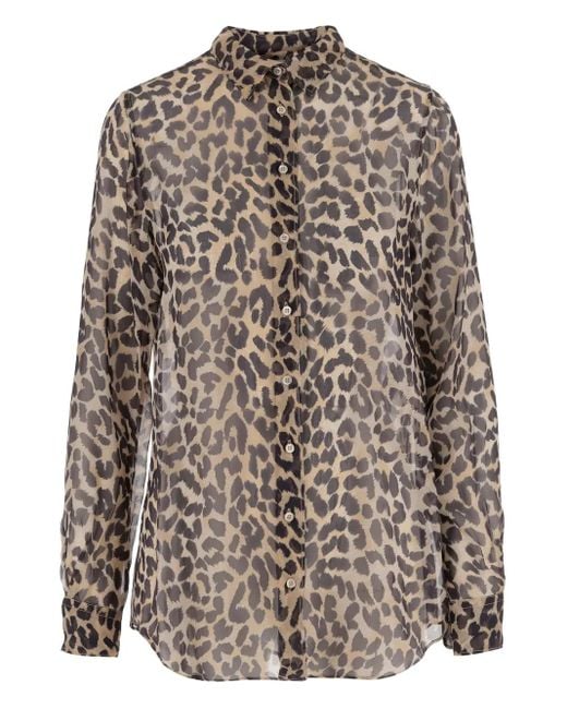 Aspesi Brown Hemd mit Leoparden-Print