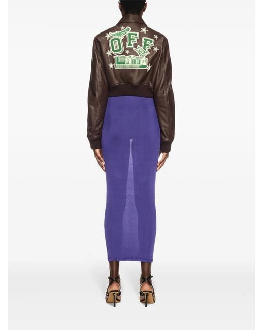 Off-White c/o Virgil Abloh Brown Leather Bomber Jacket