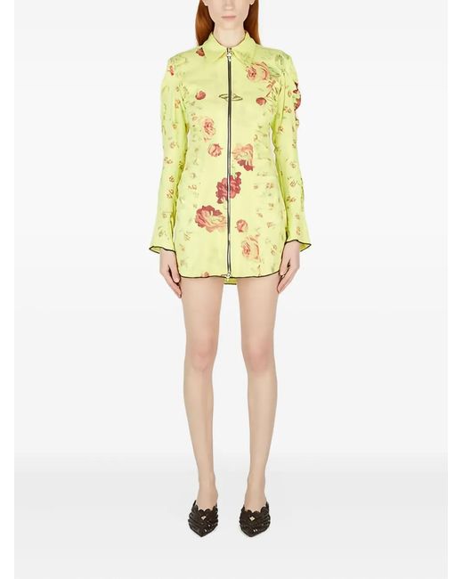 Rave Review Yellow Zip-Up Floral Dress