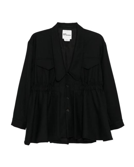 Noir Kei Ninomiya Black Peplum Wool Jacket