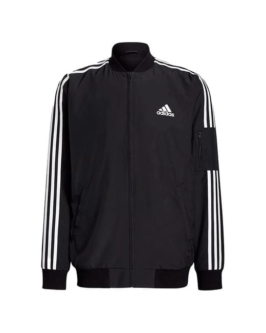 Adidas Black Essentials Woven 3-Stripes Jacket for men