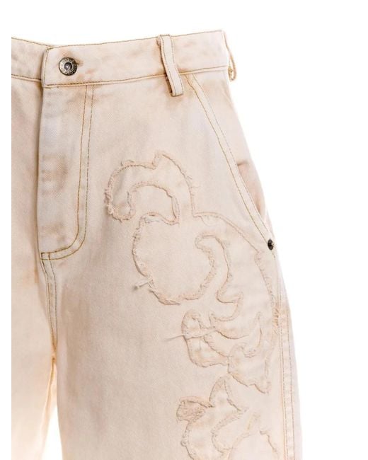 Agua Bendita White Fallon Distressed Floral-Embroidery Jeans
