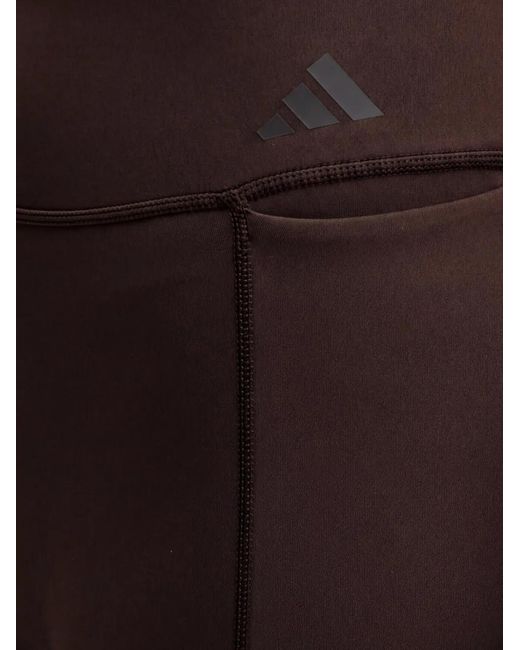 Adidas Brown Optime Workout Logo-Detail Leggings