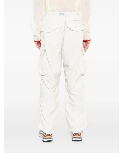 And Wander White Oversized Cargo Pants for men