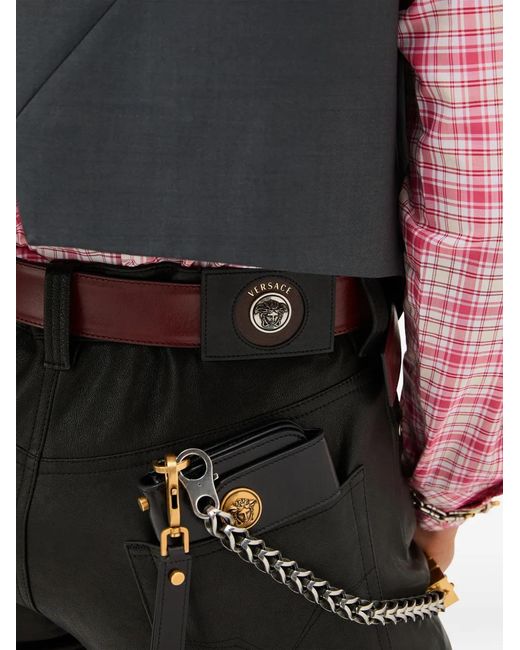 Versace Black Leather Pants for men
