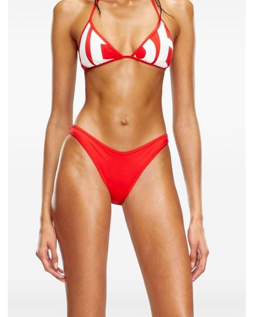 DIESEL Red Bfpn-Brazilian Bikinihöschen mit Logo-Print