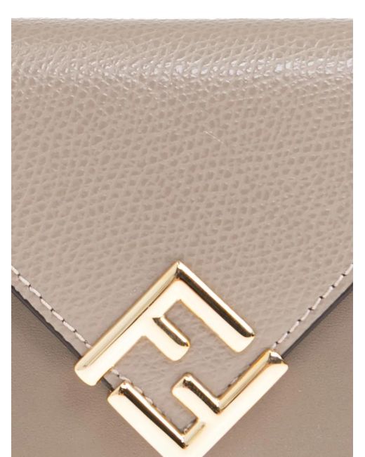 Fendi Natural Logo-Plaque Leather Wallet