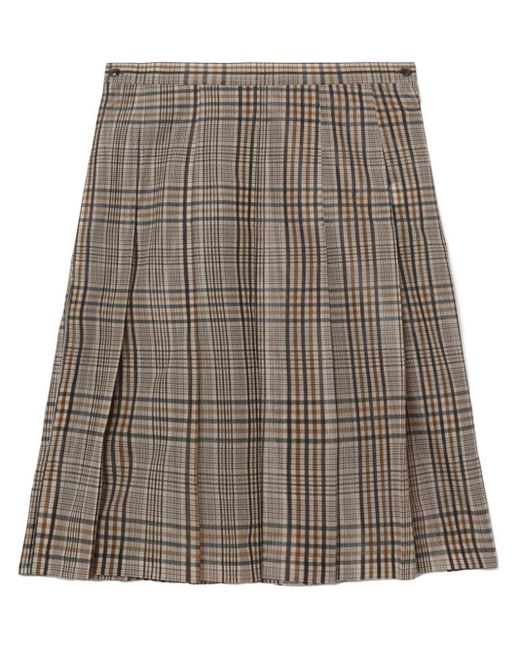Toga Brown Checked Pleated Skirt
