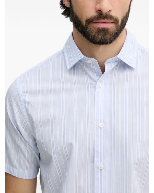 Gant White Vertical-Stripe Short-Sleeve Shirt for men