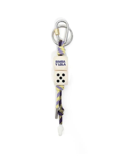 Bimba Y Lola White Logo-Detail Dice Keyring