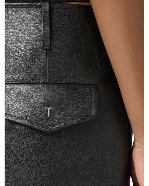 Tod's Black Midi Leather Skirt