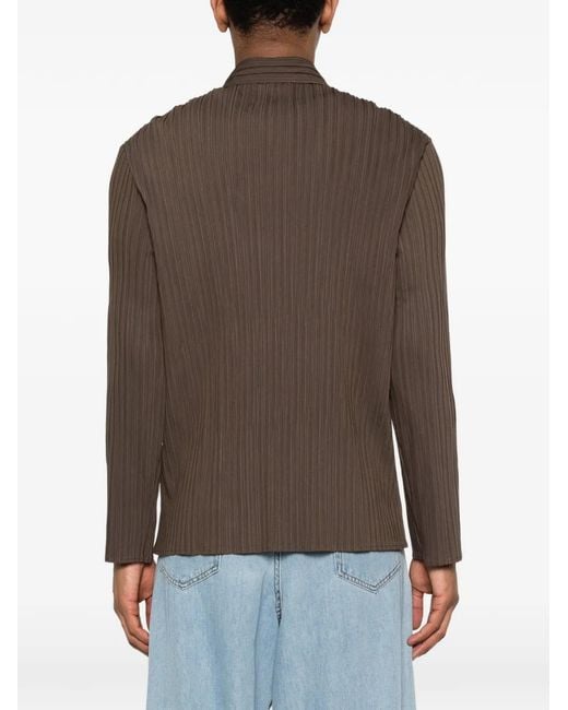 GONGDID DESIGN Brown Pocketed Textured Shirt for men