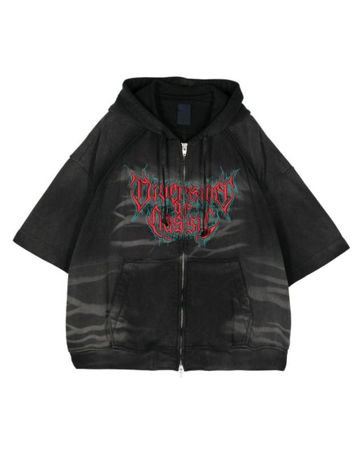 Juun.J Black Embroidered-motif Cotton Hooded Jacket for men
