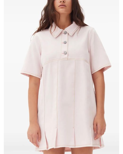 Ganni Pink Pleat-Hem Denim Mini Dress