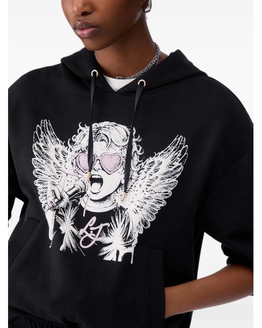 Liu Jo Black Graphic-Print Drawstring Hoodie