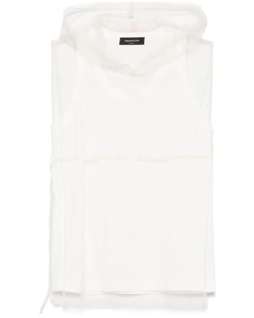 Fabiana Filippi White Sheer-Layer Tank Top