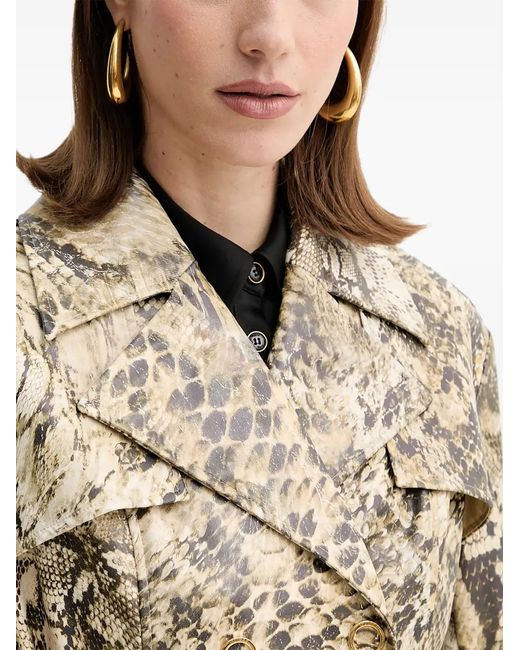 MARCIANO BY GUESS Natural Belted Snakeskin-Pattern Coat