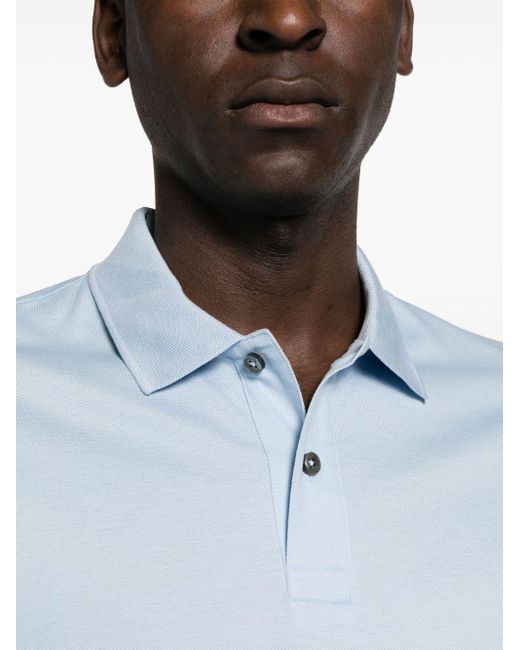 Boss Blue Piqué-weave Cotton Polo Shirt for men