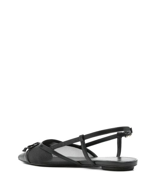 Stuart Weitzman Black Mesh-Panel Ballet Flats