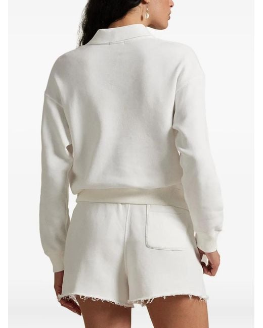 Polo Ralph Lauren White Long-Sleeves Logo-Detail Polo Shirt
