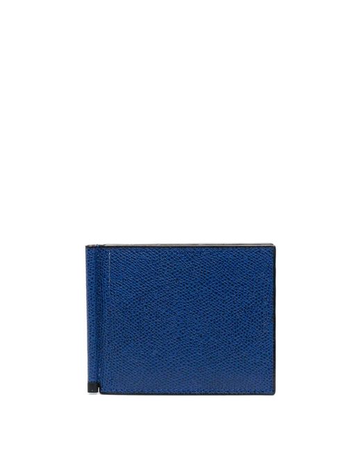 Valextra Blue Simple Grip Bi-Fold Wallet
