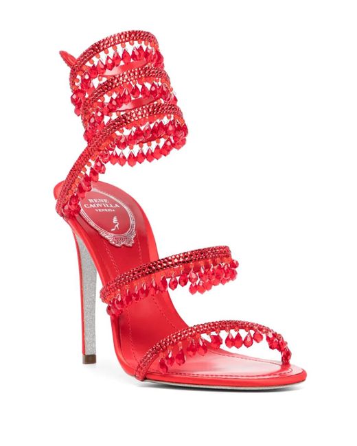 Rene Caovilla Red 110Mm Chandelier Sandals