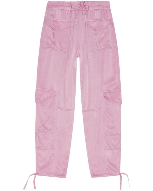Ganni Pink Drawstring Cargo Trousers