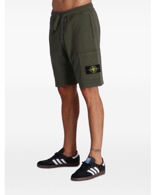 Stone Island Green Compass-Appliqué Track Shorts for men