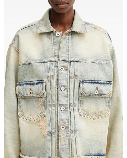 KENZO Blue Distressed-Frayed Denim Jacket