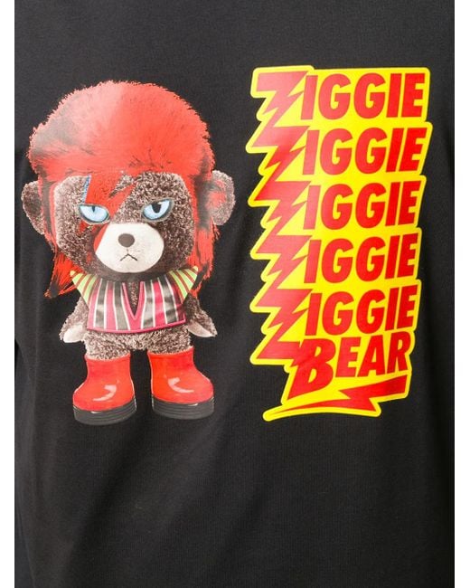 Neil Barrett Black Ziggie Bear Print Cotton T-Shirt for men