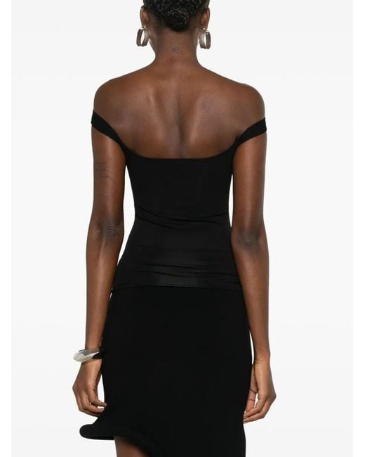 Courreges Black Hyperbole Off-Shoulder Top