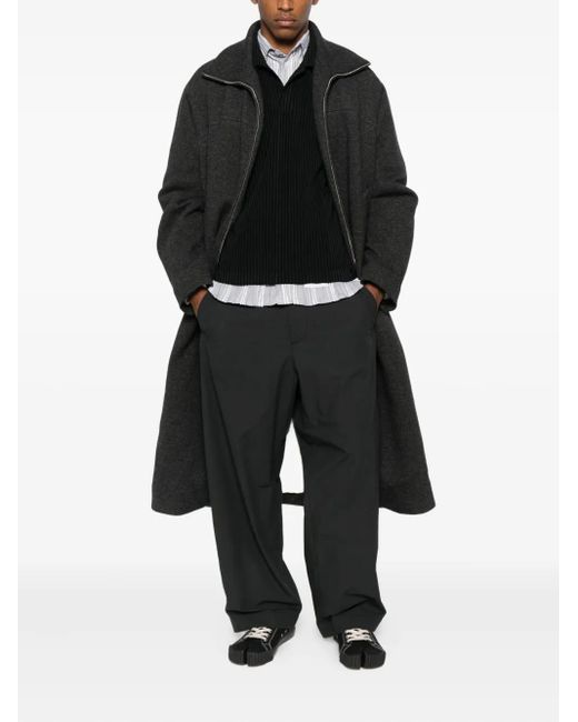 Mordecai Black Zip-Front Patch-Pocket Coat for men