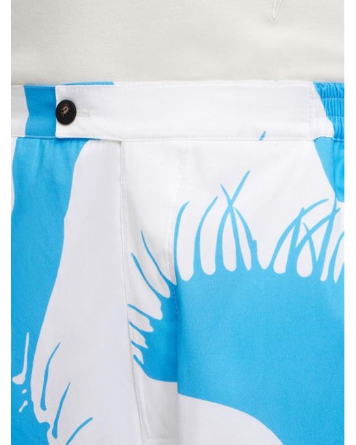 Ferragamo Blue Venus-print Cotton Bermuda Shorts for men
