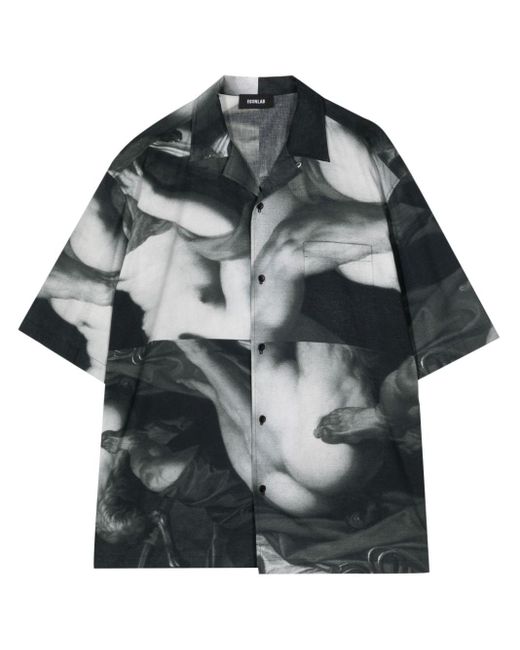Egonlab Gray Graphic-print Cotton Shirt for men