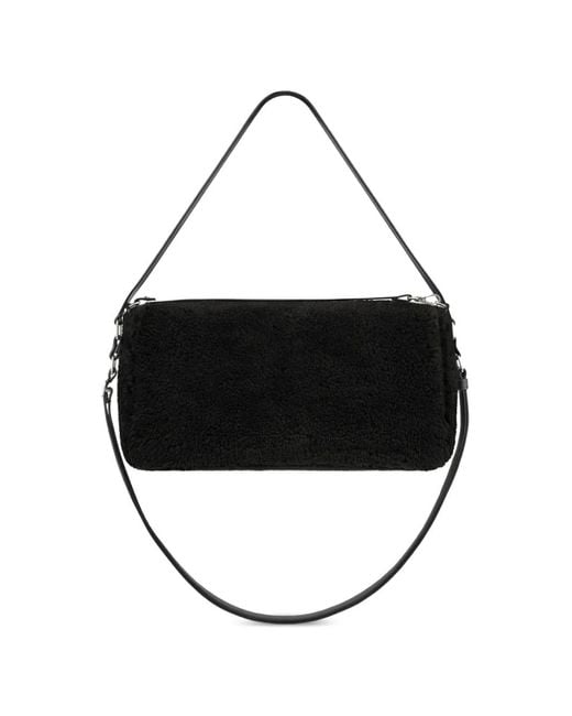 Courreges Black Medium Three Sixty Curly-Wool Shoulder Bag