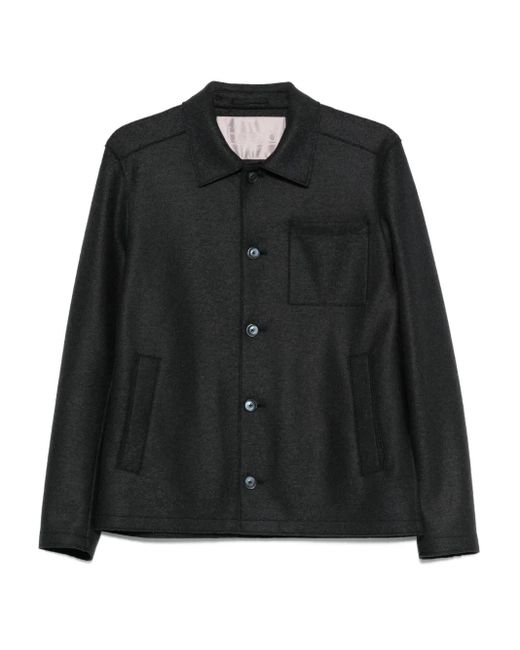 Herno Black Virgin Wool Camicia for men