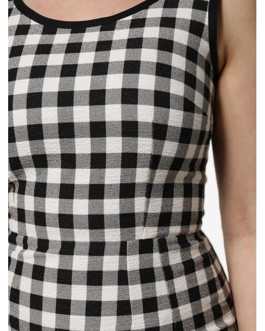 Dolce & Gabbana White Gingham-Check Sleeveless Midi Dress