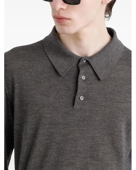 Dolce & Gabbana Gray Long-Sleeve Polo Shirt for men