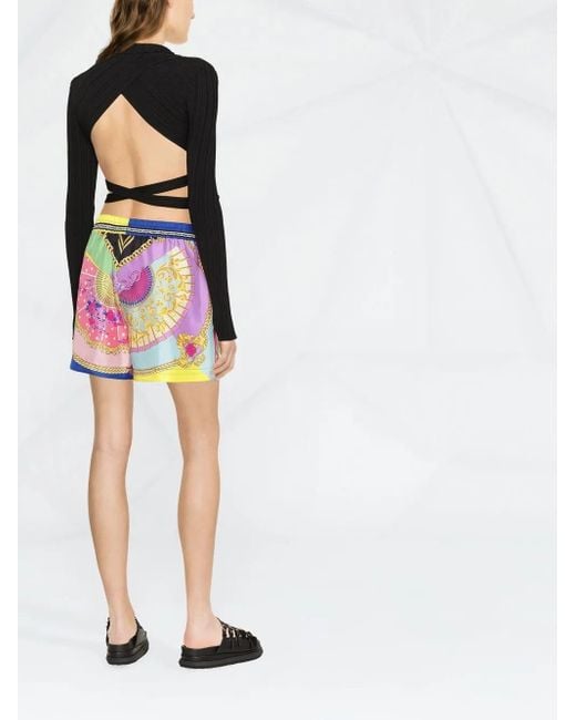 Philosophy Di Lorenzo Serafini Black Plissé Wrap-Around Cropped Shirt