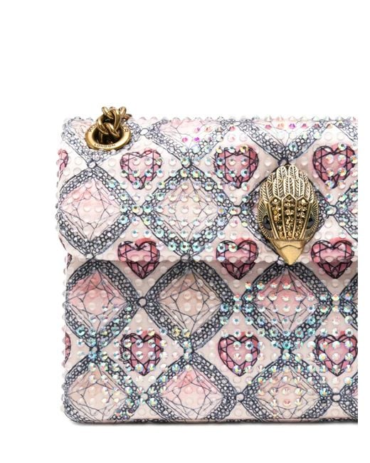 Kurt Geiger White Mni Kensington Heart Embellished Shoulder Bag