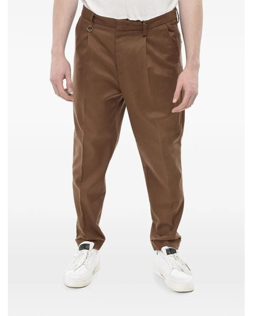 Paolo Pecora Brown Duomo Pleated Trousers for men