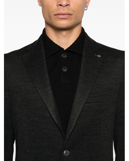 Tagliatore Black Single-Breasted Blazer for men