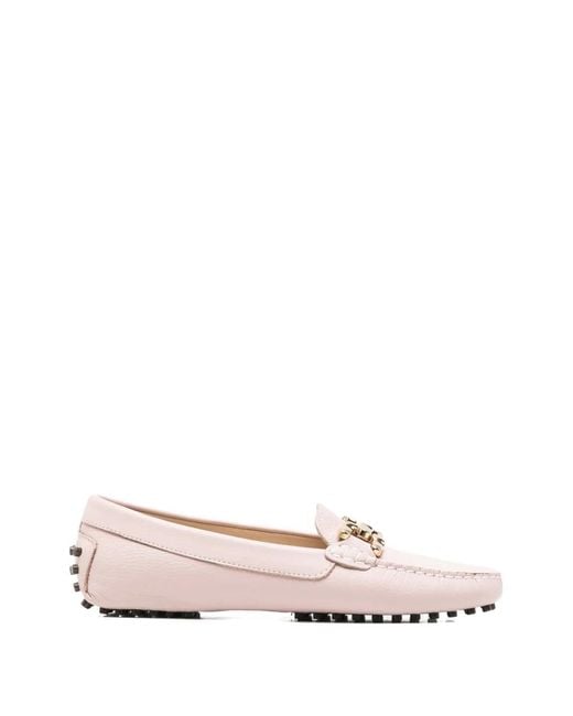SERGIO MORETTI FIRENZE Pink Chain-Link Pebble-Grain Loafers